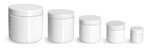 Plastic Jars, White PET Straight Sided Jars w/ White Smooth Unlined Caps