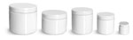 Plastic Jars, White PET Straight Sided Jars w/ White Smooth PS22 Lined Caps