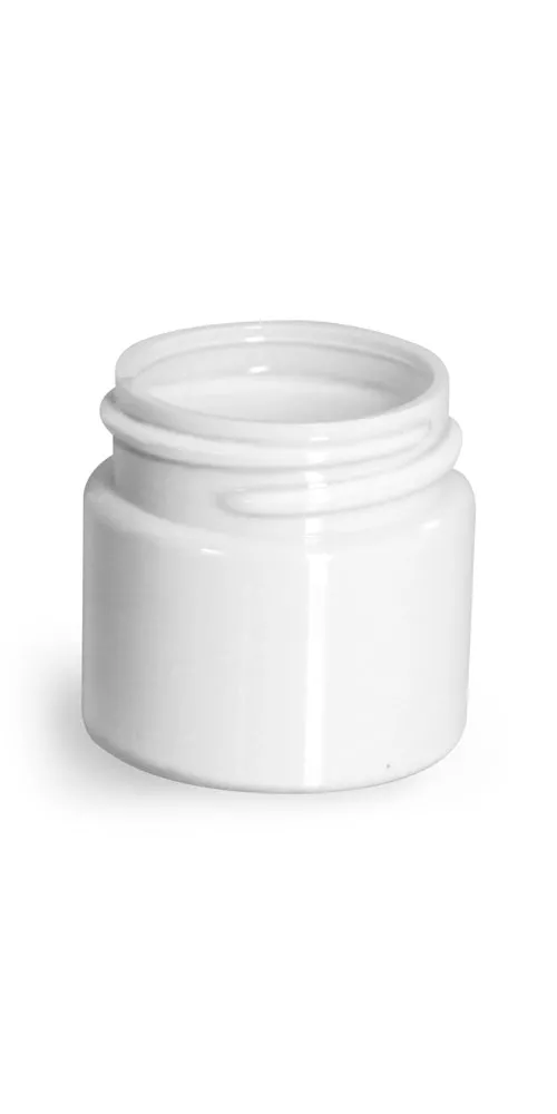 1/2 oz Plastic Jars, White PET Straight Sided Jars (Bulk) Caps Not Included