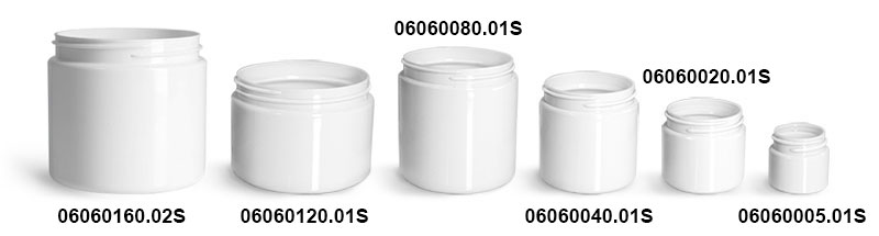 Plastic Jars, White PET Straight Sided Jars (Bulk) Caps Not Included
