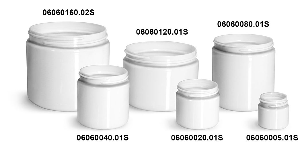 Plastic Jars, White PET Straight Sided Jars (Bulk) Caps Not Included