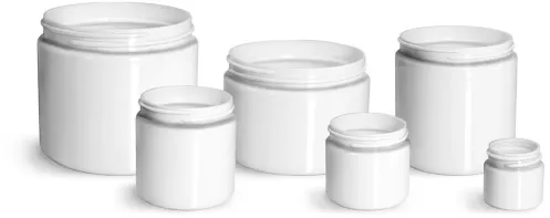 Plastic Jars, White PET Straight Sided Jars (Bulk) Caps Not Included
