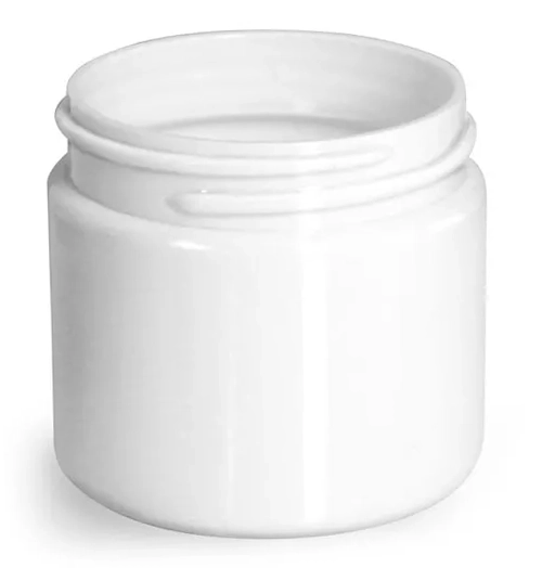2 oz Plastic Jars, White PET Straight Sided Jars (Bulk) Caps Not Included