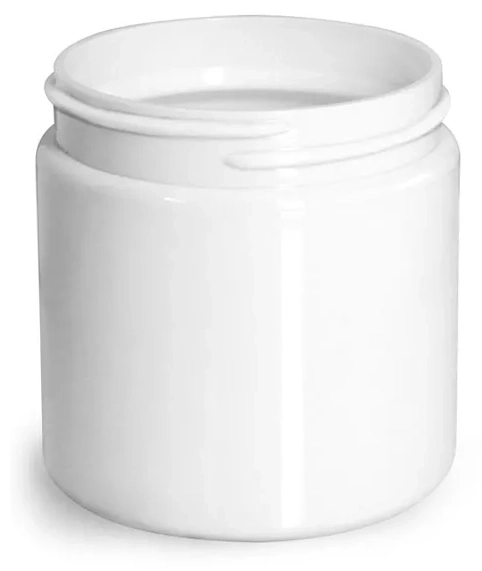 4 oz Plastic Jars, White PET Straight Sided Jars (Bulk) Caps Not Included