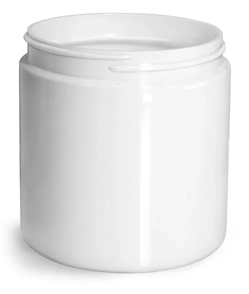 8 oz Plastic Jars, White PET Straight Sided Jars (Bulk) Caps Not Included