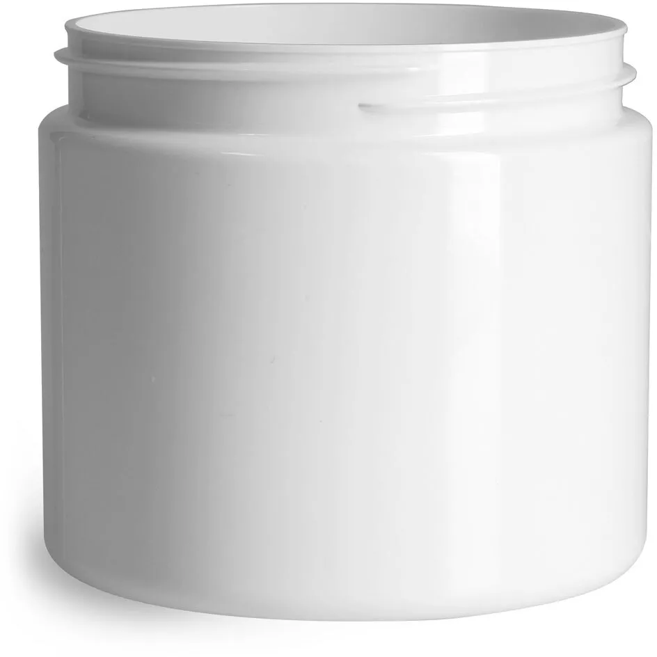 Clear PET Straight-Sided Plastic Jars - 16 oz, White Cap S-25186W - Uline