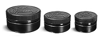Black Low Profile Jars w/ Black F217 Lined Child Resistant Caps