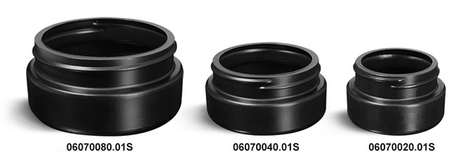 Plastic Jars, Black HDPE Wide Mouth Low Profile Jars (Bulk) Caps NOT Included
