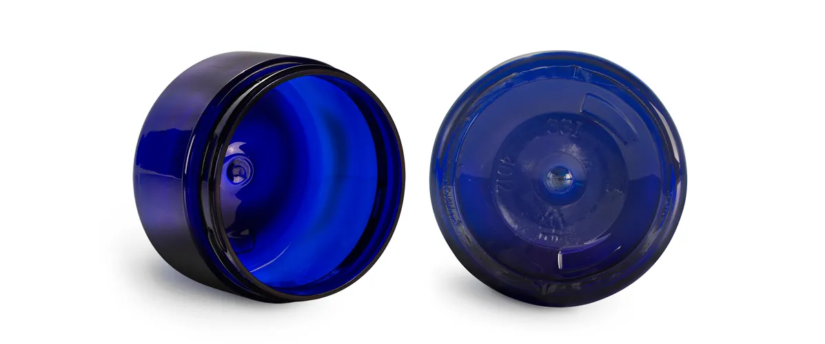 4 oz Blue PET Heavy Wall Jars w/ Aluminum Lined Caps