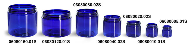 Plastic Jars, Blue PET Straight Sided Jars (Bulk) Caps Not Included