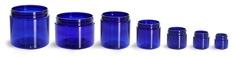 Blue PET Straight Sided Jars (Bulk), Caps Not Included