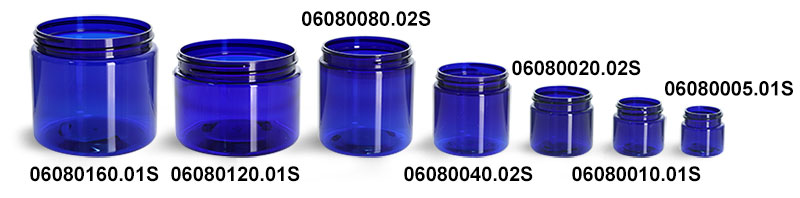 Plastic Jars, Blue PET Straight Sided Jars (Bulk) Caps Not Included