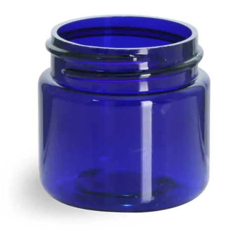 1 oz Blue PET Straight Sided Jars (Bulk), Caps Not Included