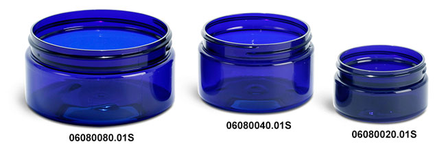 Plastic Jars, Blue PET Heavy Wall Jars (Bulk) Caps Not Included