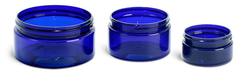 Blue PET Heavy Wall Jars (Bulk), Caps Not Included