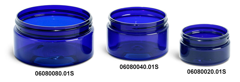 Plastic Jars, Blue PET Heavy Wall Jars (Bulk) Caps Not Included