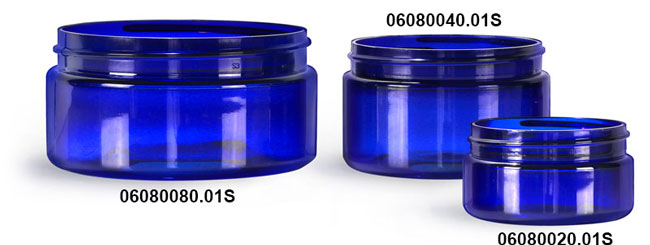 Plastic Jars, Blue PET Heavy Wall Jars (Bulk) Caps Not Included