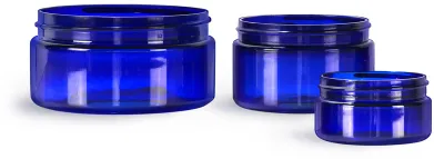 Blue PET Heavy Wall Jars (Bulk), Caps Not Included