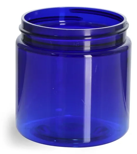 4 oz Blue PET Straight Sided Jars (Bulk), Caps Not Included