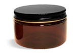 Amber PET Heavy Wall Jars w/ Lined Black Metal Caps