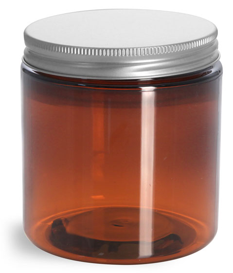 8 oz Amber PET Jars w/ Lined Aluminum Caps