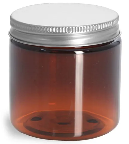4 oz Amber PET Jars w/ Lined Aluminum Caps