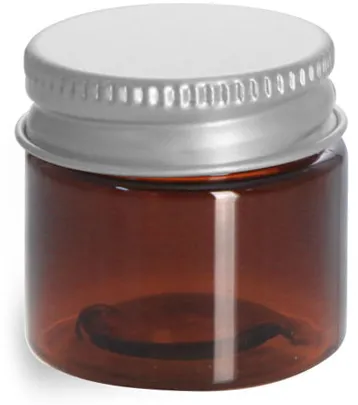 1/2 oz Amber PET Jars w/ Lined Aluminum Caps