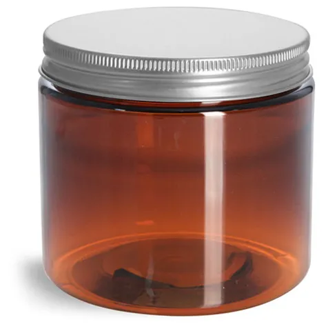 16 oz Amber PET Jars w/ Lined Aluminum Caps
