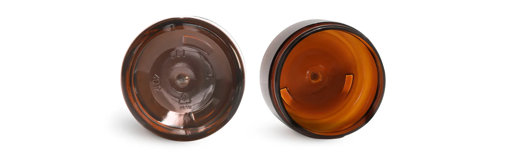 4 oz Amber PET Heavy Wall Jars w/ Lined White Dome Caps