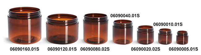 Plastic Jars, Amber PET Straight Sided Jars (Bulk), Caps Not Included