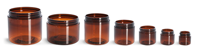 Amber PET Straight Sided Jars (Bulk), Caps Not Included