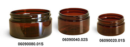 Plastic Jars, Amber PET Heavy Wall Jars (Bulk), Caps Not Included