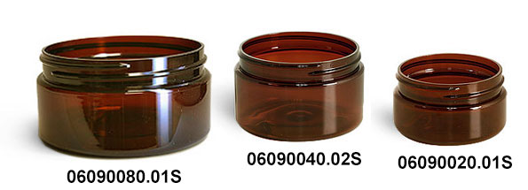 Plastic Jars, Amber PET Heavy Wall Jars (Bulk), Caps Not Included