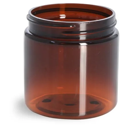 4 oz Amber PET Straight Sided Jars (Bulk), Caps Not Included