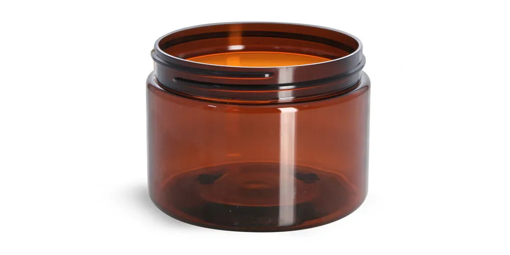 12 oz Amber PET Straight Sided Jars (Bulk), Caps NOT Included