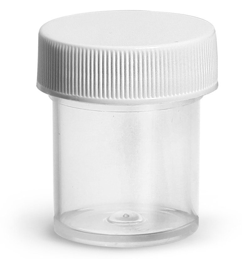 1/2 oz Natural Polypropylene Jars w/ White Unlined Screw Caps