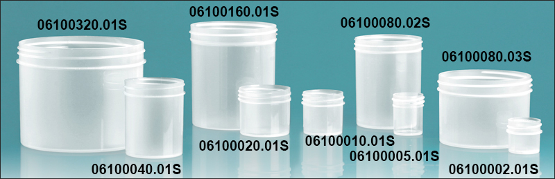 Plastic Jars, Natural Polypropylene Jars (Bulk), Caps Not Included