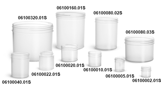 Plastic Jars, Natural Polypropylene Jars (Bulk), Caps Not Included