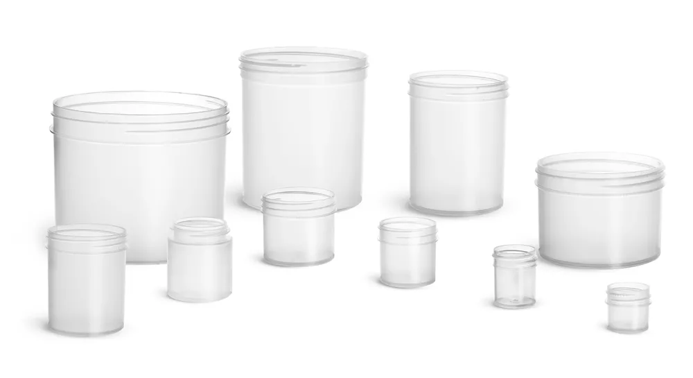 Natural Plastic Jars, Polypropylene Jars (Bulk), Caps Not Included