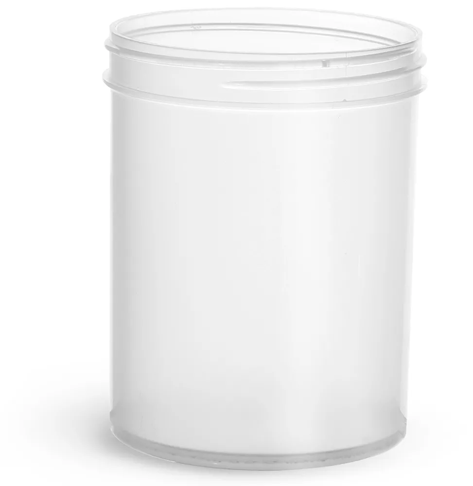 8 oz Natural Polypropylene Jars (Bulk), Caps Not Included