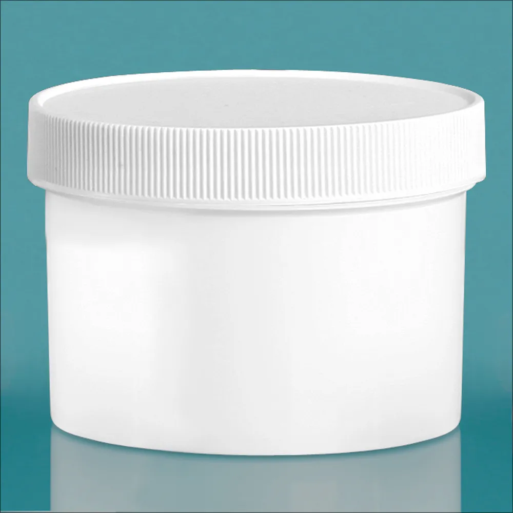 8 oz White Polypropylene Jars w/ Unlined Screw Caps