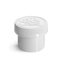 White Polypropylene Jars w/ White Child Resistant Caps