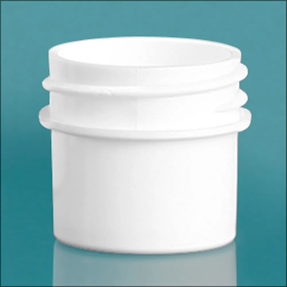 1/4 oz White Polypropylene Jars  (Bulk), Caps Not Included