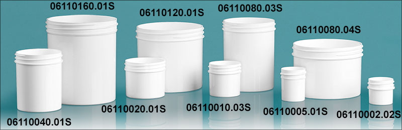 Plastic Jars, White Polypropylene Jars (Bulk) Caps Not Included
