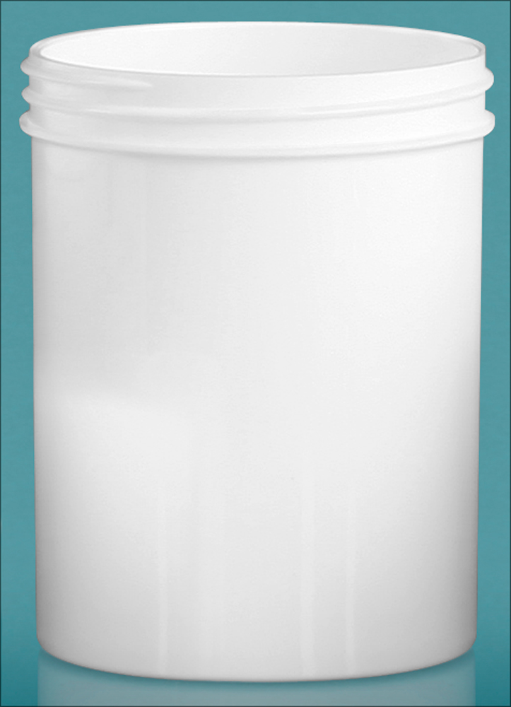 8 oz White Polypropylene Jars  (Bulk), Caps Not Included
