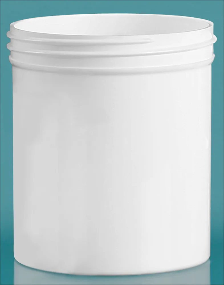 16 oz White Polypropylene Jars  (Bulk), Caps Not Included