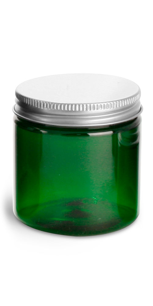 4 oz Green PET Jars w/ F217 Lined Aluminum Caps