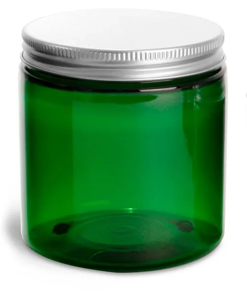 8 oz Green PET Jars w/ F217 Lined Aluminum Caps
