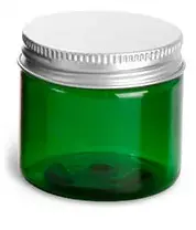 2 oz Green PET Straight Sided Jars w/ F217 Lined Aluminum Caps