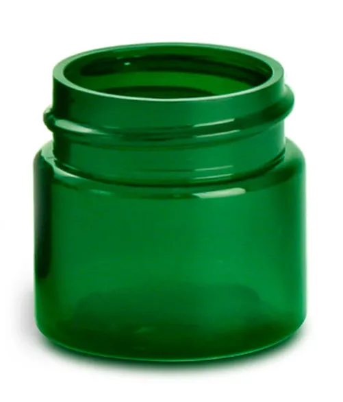 1/2 oz Green PET Straight Sided Jars  (Bulk), Caps Not Included